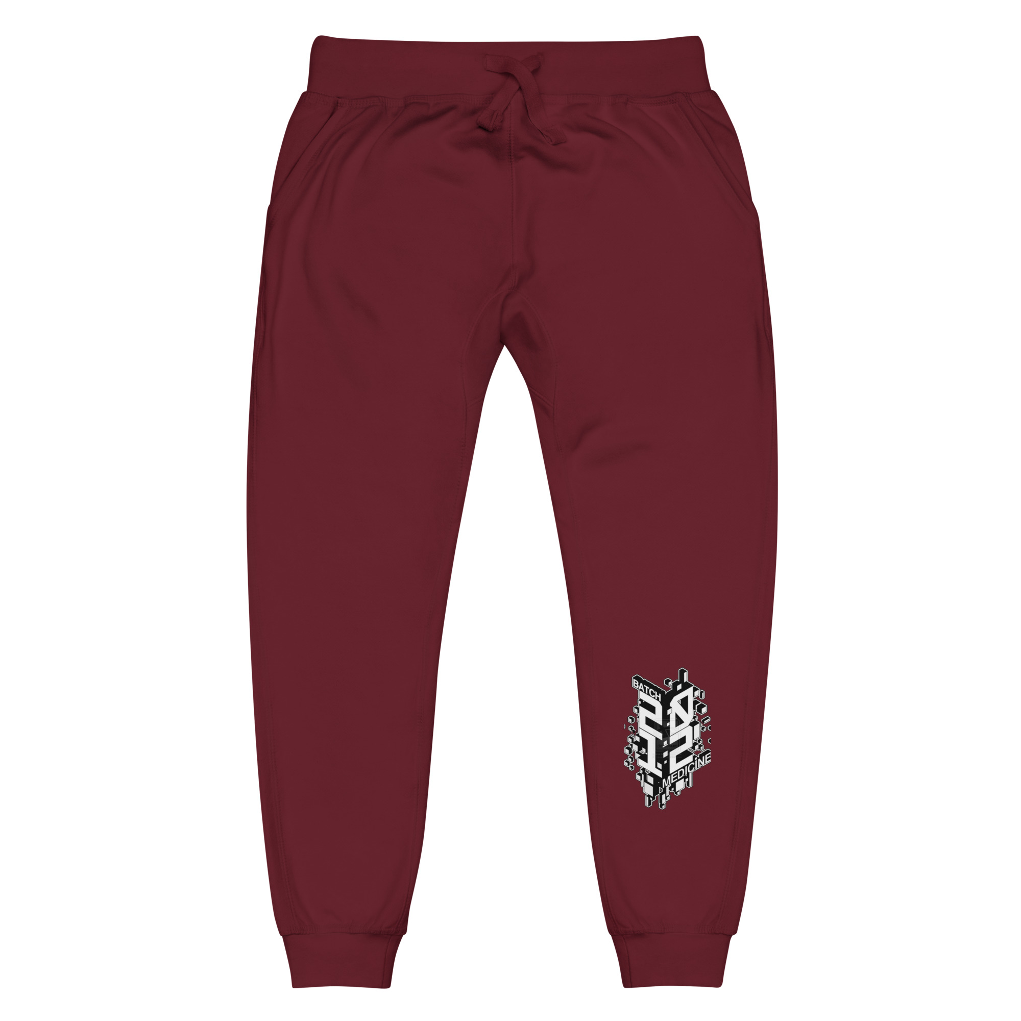 unisex-fleece-sweatpants-maroon-front-6554f25190842.jpg