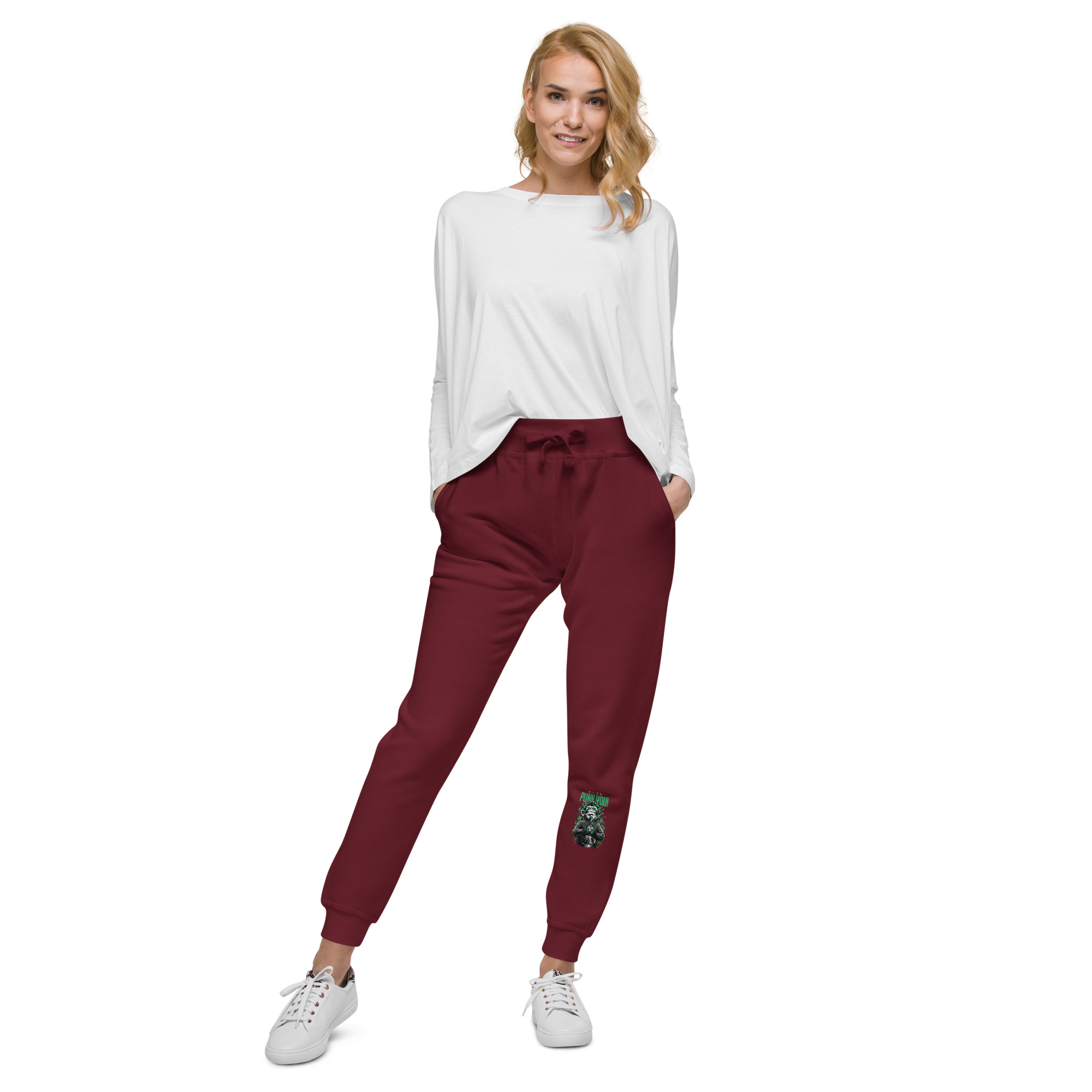 unisex-fleece-sweatpants-maroon-front-655505d748dad.jpg