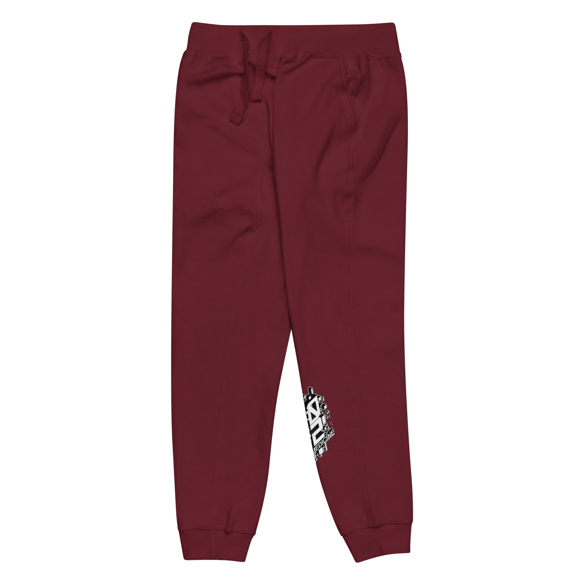 unisex-fleece-sweatpants-maroon-front-left-6554f25190934.jpg