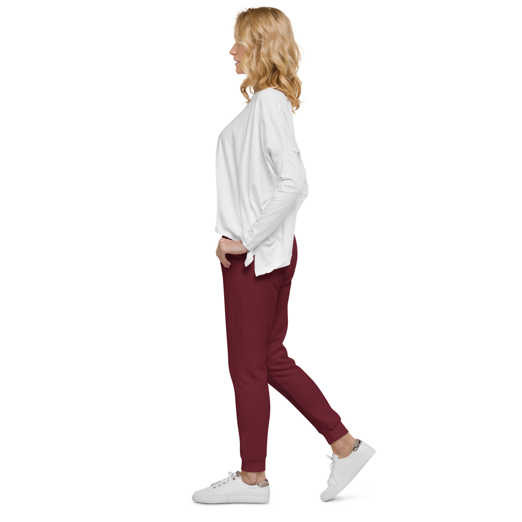 unisex-fleece-sweatpants-maroon-left-655505d7491b1.jpg