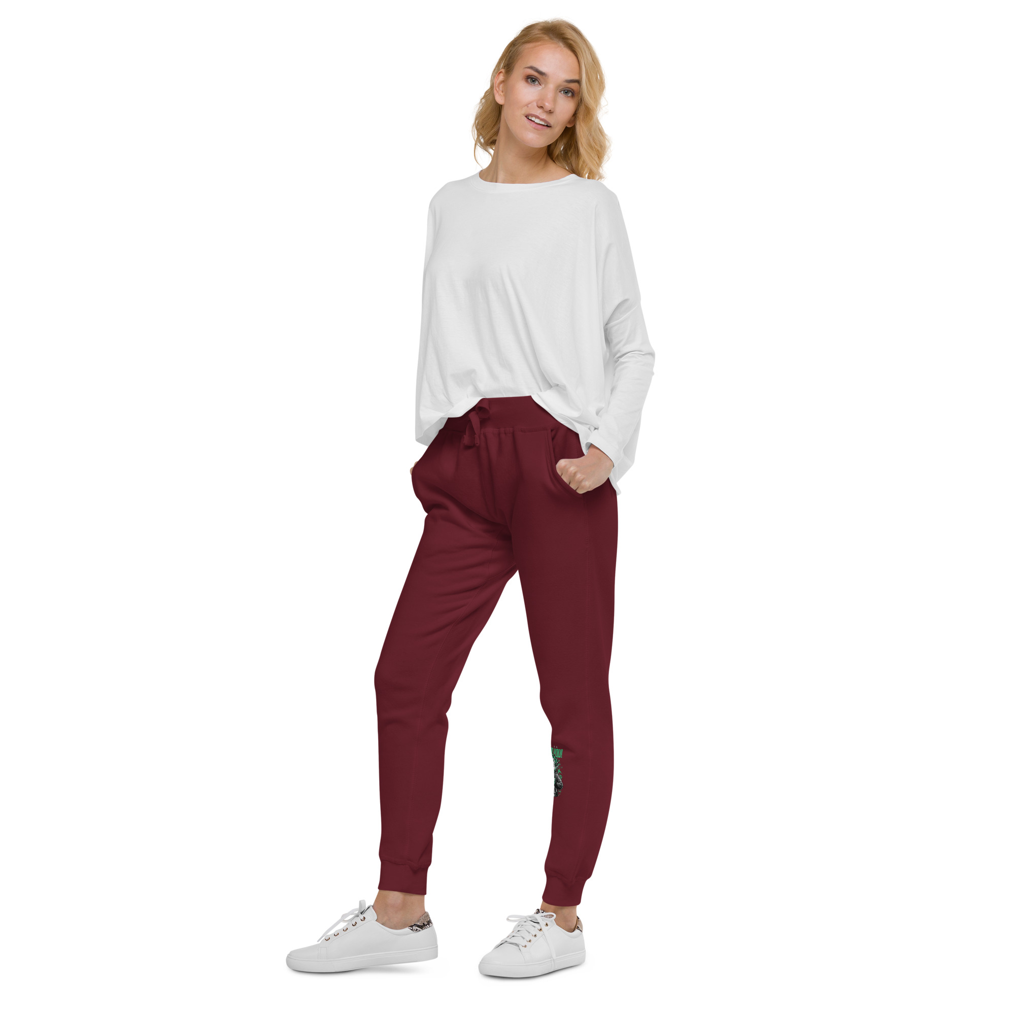 unisex-fleece-sweatpants-maroon-left-front-655505d748fab.jpg